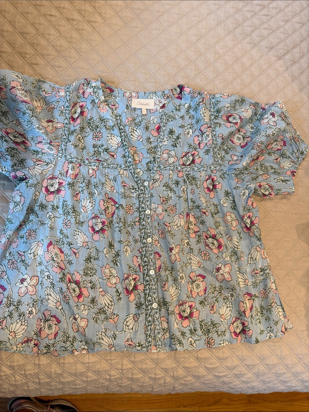 Cleobella Blue Floral Button-Front Women’s Top